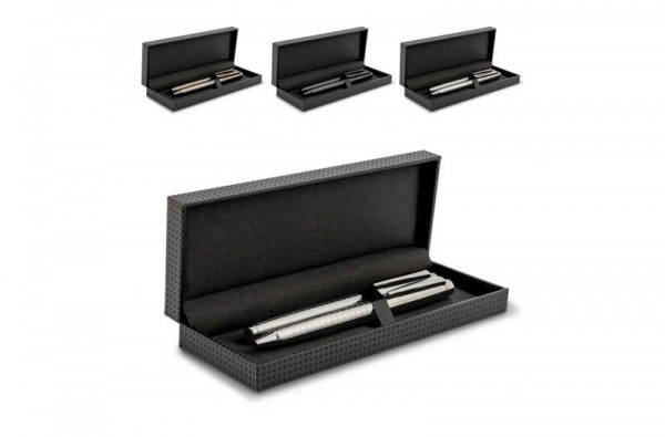 Metalen balpen en rollerbal Dallas set in geschenkverpakking