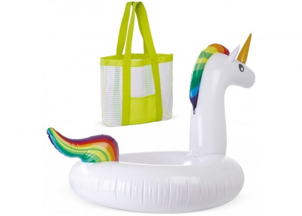 Opblaasbare eenhoorn Charly met strandtas